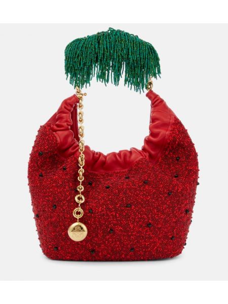 Kožená nákupná taška s korálky Loewe červená