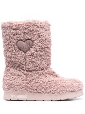 Кожа зимни обувки за сняг Love Moschino розово