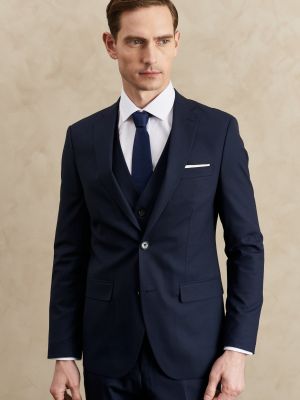 Slim fit vlnená priliehavá obleková vesta Altinyildiz Classics modrá