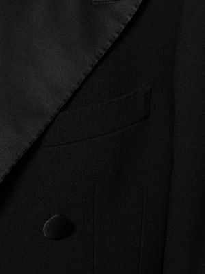 Krepový vlnený kabát Dolce & Gabbana čierna