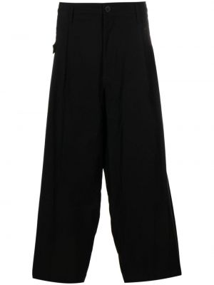 Pantaloni dritti di cotone plissettati Yohji Yamamoto nero