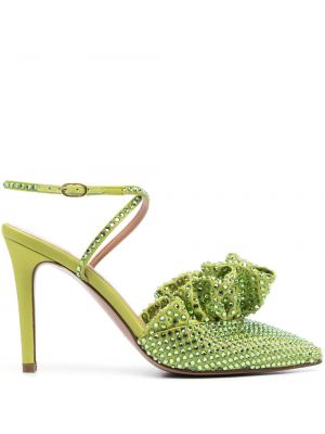 Полуотворени обувки с кристали Andrea Wazen зелено