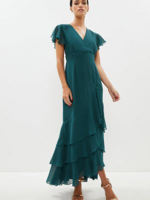 Длинное платье с рюшами Coast зеленое