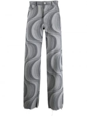 Pantalon à imprimé à motif géométrique Jordanluca bleu