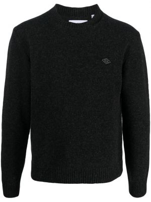 Вълнен пуловер бродиран Han Kjøbenhavn черно