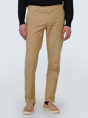 Medvilninės chinos kelnes slim fit Brunello Cucinelli smėlinė