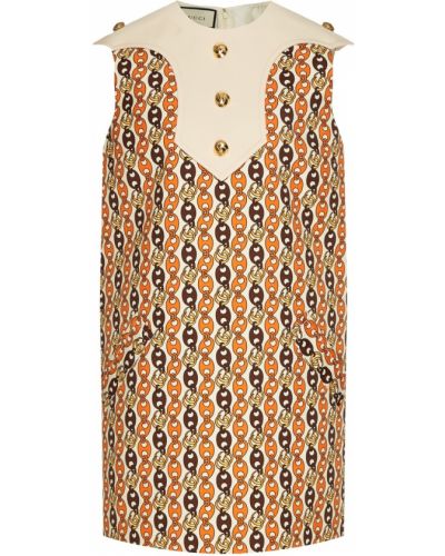 Платье мини с принтом Gucci, оранжевое