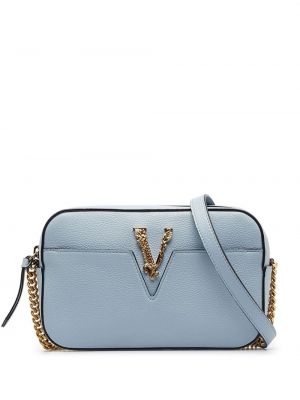 Kožená taška Versace Pre-owned modrá