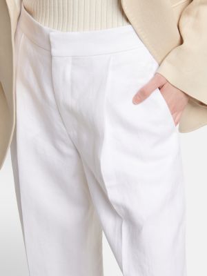 Lněné rovné kalhoty Chloã© bílé