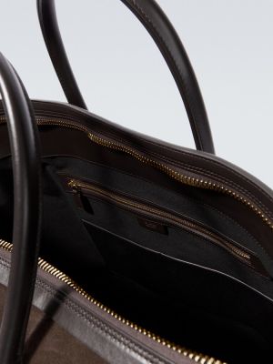 Kožená semišová nákupná taška Tom Ford hnedá