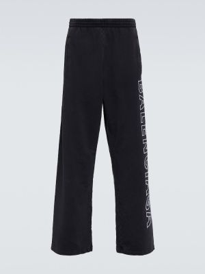 Pantalones de chándal de algodón de algodón Balenciaga negro