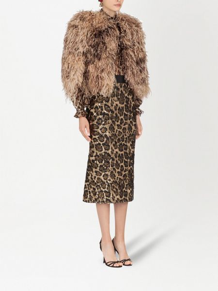 Abrigo de pelo con estampado leopardo Dolce & Gabbana marrón