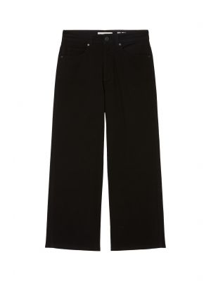 Bavlnené nohavice s vysokým pásom na zips Marc O'polo - čierna