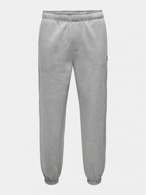 Voľné priliehavé teplákové nohavice Only & Sons sivá