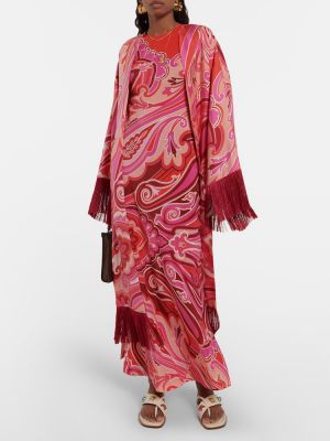 Vestido largo de seda con estampado Etro rosa