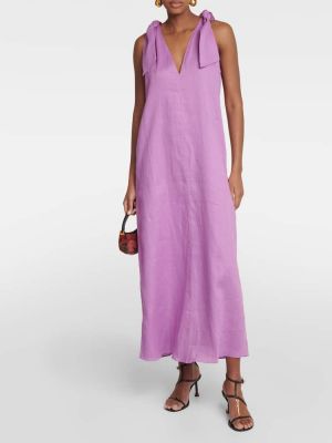 Vestito lungo con fiocco di lino Adriana Degreas viola