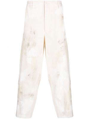 Relaxed памучни панталон Yohji Yamamoto бяло
