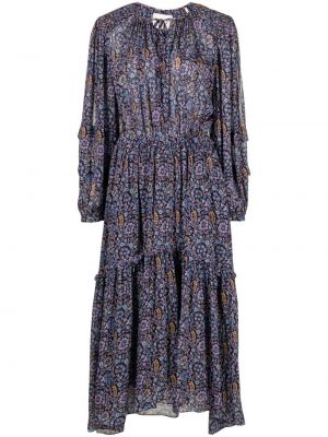 Φλοράλ μίντι φόρεμα με σχέδιο από κρεπ Marant Etoile μπλε