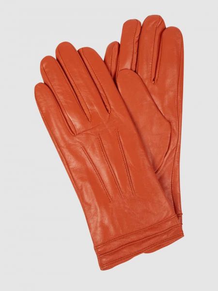 Pomarańczowe rękawiczki skórzane Weikert-handschuhe