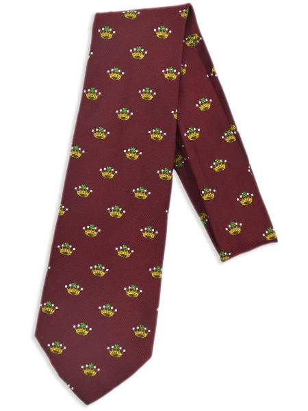 Жакардова копринена вратовръзка Chanel Pre-owned червено