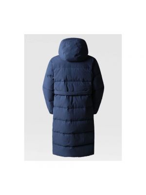 Pikowany płaszcz zimowy z kapturem The North Face niebieski