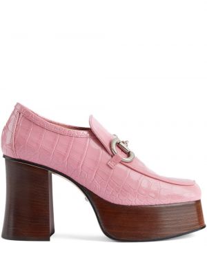 Pantofi loafer cu platformă Gucci roz