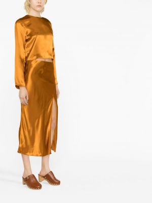 Saténové midi sukně Forte Forte oranžové