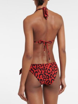 Bikini z nadrukiem w panterkę Dolce&gabbana czerwony