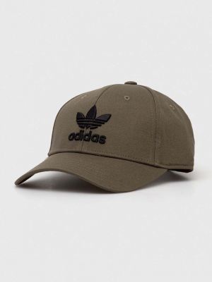 Памучна шапка с козирки с апликация Adidas Originals зелено