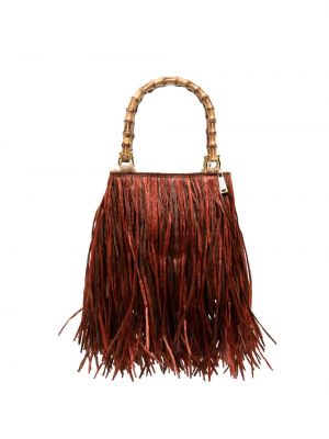 Nákupná taška so strapcami La Milanesa hnedá