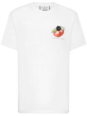 Bombažna majica s potiskom Philipp Plein bela