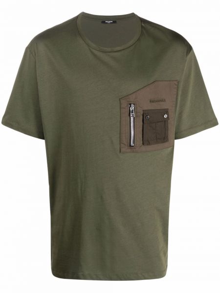 Camiseta con bolsillos Balmain verde