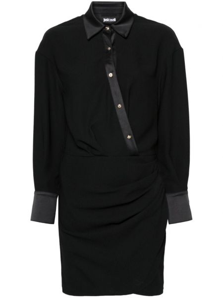 Mini obleka iz krep tkanine Just Cavalli črna