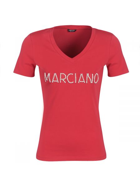 Koszulka z krótkim rękawem z kryształkami Marciano czerwona