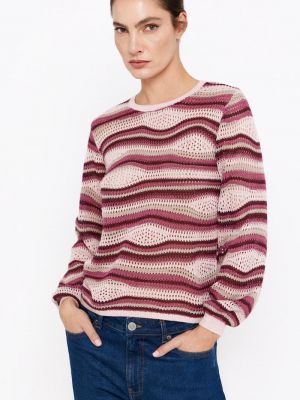 Ажурный свитер Cortefiel розовый