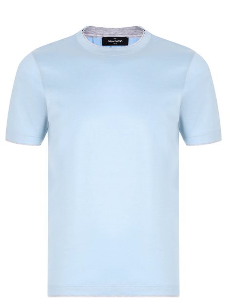 Хлопковая шелковая футболка Gran Sasso голубая