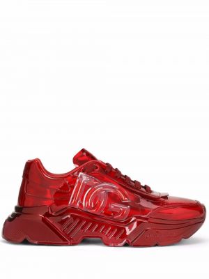 Sneakers με κορδόνια με δαντέλα Dolce & Gabbana κόκκινο