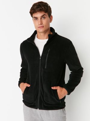 Пуловер с цип Trendyol черно