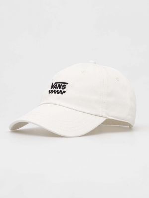 Памучна шапка с козирки с апликация Vans бяло
