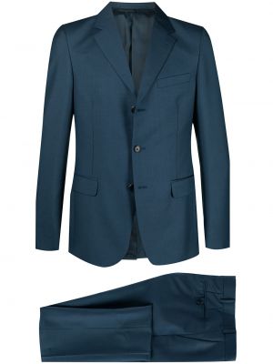 Slim fit gyapjú gombolt öltöny Prada - kék