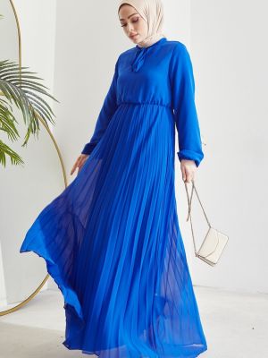 Sukienka szyfonowa plisowana Instyle niebieska