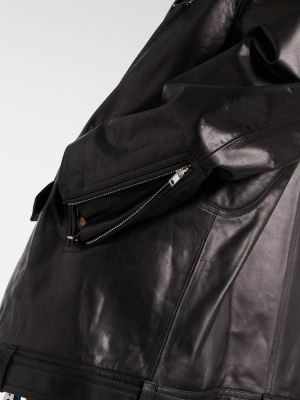 Oversized kožená bunda Rick Owens čierna