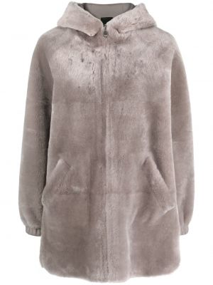 Двустранно палто с качулка Blancha сиво