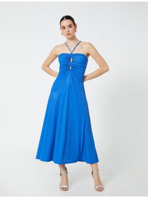 Sukienka wieczorowa plisowana Koton niebieska