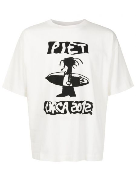 Bavlnené tričko s potlačou Piet biela