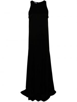 Saténové dlouhé šaty Brunello Cucinelli černé