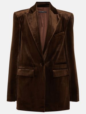 Бархатный пиджак оверсайз Alex Perry коричневый