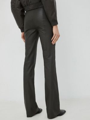 Kožené kalhoty s vysokým pasem Gestuz šedé