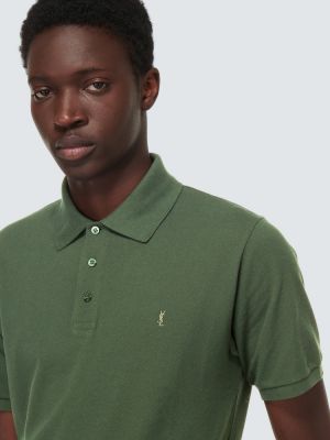 Kokvilnas polo krekls Saint Laurent zaļš