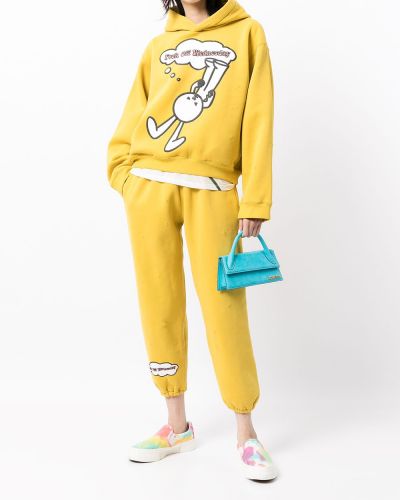 Distressed hoodie mit print Natasha Zinko gelb
